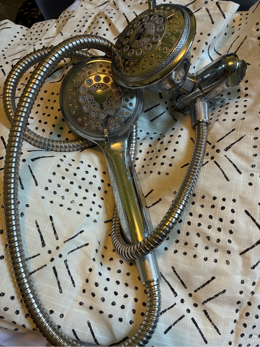 Dual-Head Chrome Handheld Shower Head with Hose